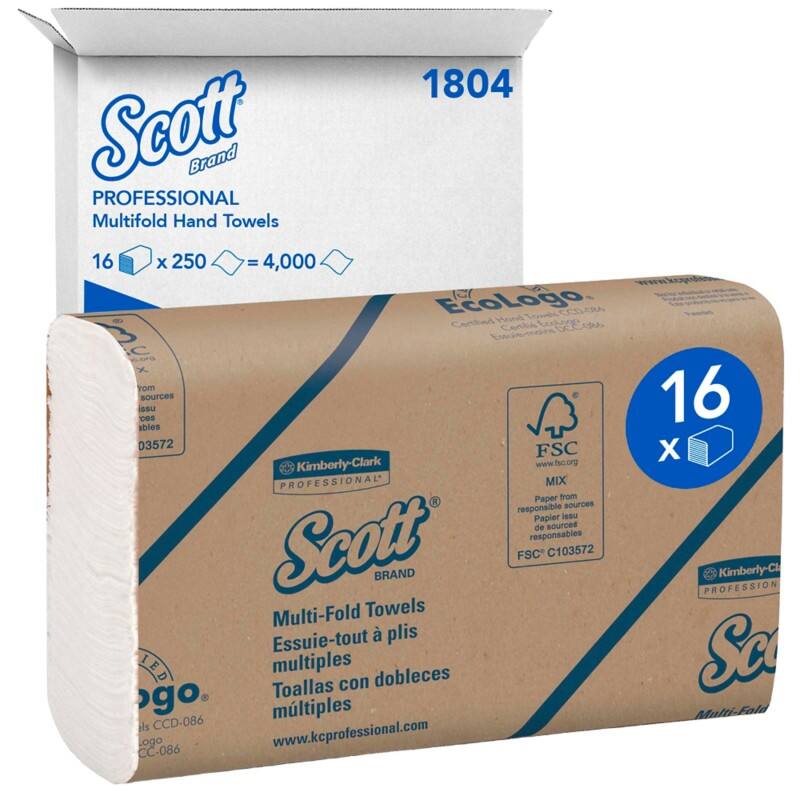 Scott Multifold Papierhandtücher Weiß 1-lagig 1804 16 Stück à 250 Blatt