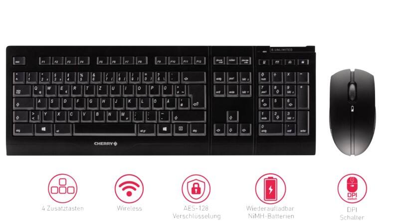 CHERRY B.UNLIMITED 3.0  Tastatur und Maus Kabellos Grau