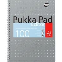 Pukka Metallics Notizbuch DIN A4 Liniert Doppeldraht Seitlich gebunden Karton Hardback Grau Gelocht  100 Seiten 3 Stück à 100 Blatt