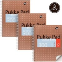 Pukka Metallics Notizbuch DIN A4 Kariert Doppeldraht Seitlich gebunden Karton Hardback Bronze Gelocht  300 Seiten 3 Stück à 300 Blatt