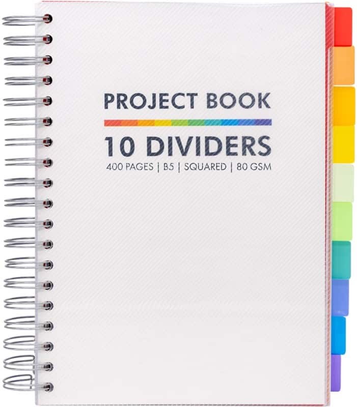 Pukka Basic Notizbuch DIN B5 Kariert Doppeldraht Seitlich gebunden Kunststoff Hardback Weiß Nicht gelocht  400 Seiten 400 Blatt