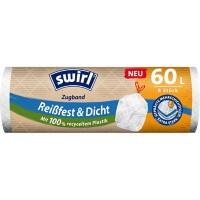 Swirl Reißfest & Dicht Abfallsäcke 60 L Zugband Transparent Kunststoff 8 Stück
