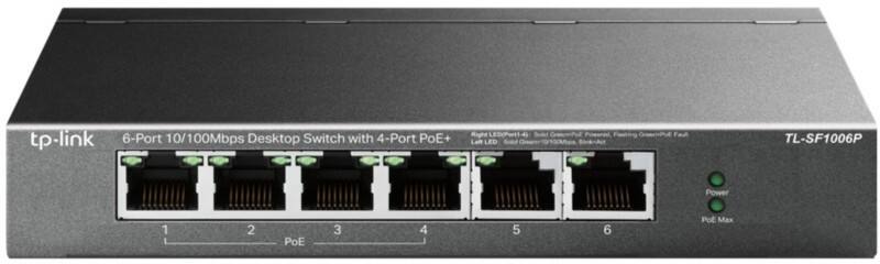 TP-LINK TL-SF1006P Netzwerk-Switch Unmanaged Fast Ethernet (10/100) Power over Ethernet (PoE) Schwarz