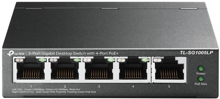 TP-LINK TL-SG1005LP Netzwerk-Switch Unmanaged Gigabit Ethernet (10/100/1000) Power over Ethernet (PoE) Schwarz