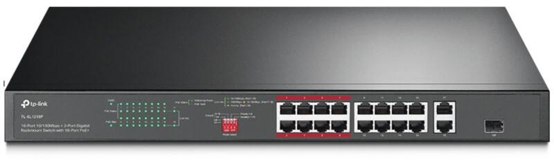 TP-LINK 16-Port 10/100 Mbps + 2-Port Gigabit Rackmount PoE Switch mit 16-Port PoE+