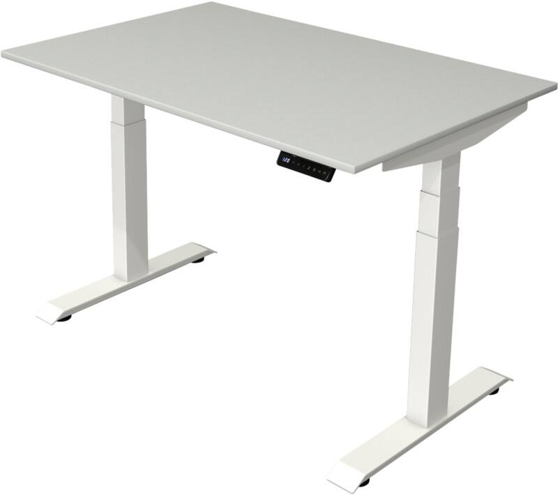 Kerkmann Elektronisch Höhenverstellbar Sitz-Stehschreibtisch Hellgrau T-Fuß 1.200 (B) x 800 (T) x 1.290 (H) mm Metall, Holz