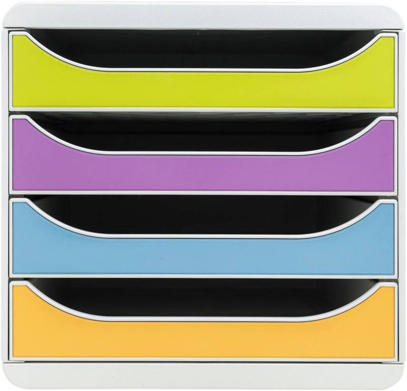 Exacompta Pop'N Co Schubladenbox Kunststoff Färbig sortiert 4 Schübe 27,8 x 34,7 x 26,7 cm A4+