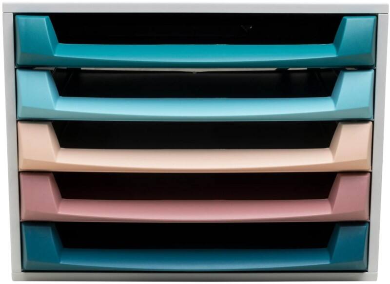 Exacompta Skandi Schubladenbox Kunststoff Färbig sortiert 5 Schübe 28,4 x 38,7 x 21,8 cm A4+