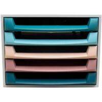 Exacompta Skandi Schubladenbox Kunststoff Färbig sortiert 5 Schübe 28,4 x 38,7 x 21,8 cm A4+