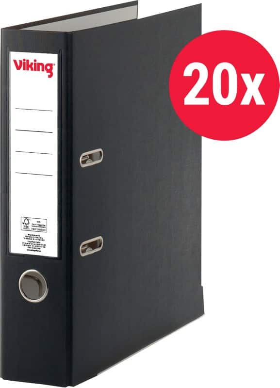 Viking Premium Ordner Breit A4 75 mm Schwarz 2 Ringe Kunststoff Matt Hochformat 20 Stück