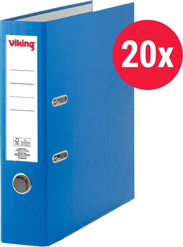 Viking Premium Breit Ordner A4 75 mm Blau 2 Ringe Kunststoff Matt Hochformat 20 Stück