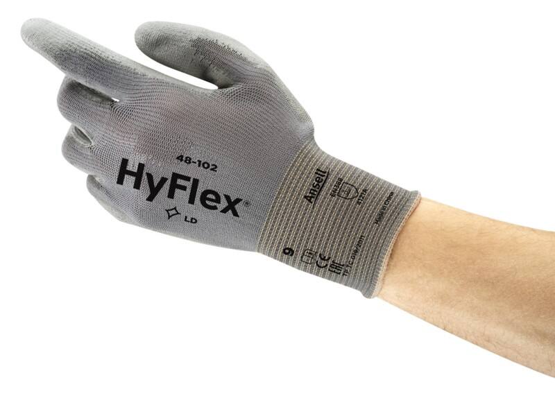 Ansell HyFlex Mechanical Protection Mehrweg Arbeitshandschuhe Nylon, PU (Polyurethan) Größe 10 Grau 12 Paar à 2 Handschuhe