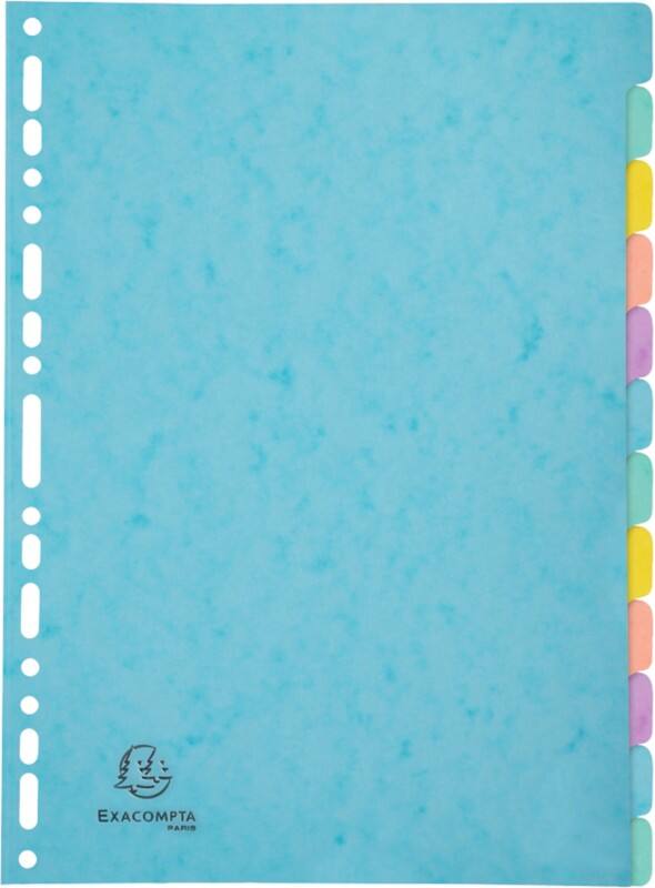 Exacompta Aquarel Register Blanko DIN A4+ Mehrfarbig 12-teilig Pressspankarton meliert 17 Löcher 7712E 15 Stück