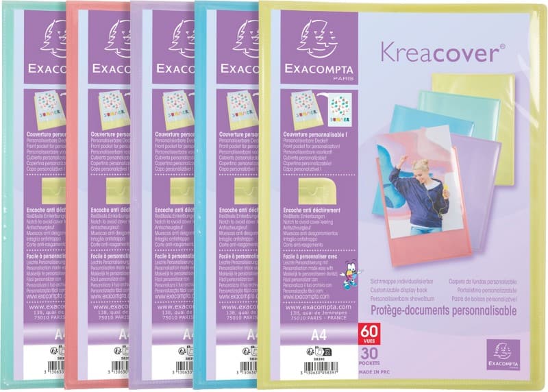 Exacompta Kreacover Pastel Präsentationsmappe A4 30 Taschen Farbig sortiert 10 Stück