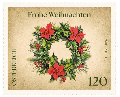 Post AG/Österreichische Post Weihnachtskranz Briefmarken 1,20 Euro Non Prior 5 Stück 