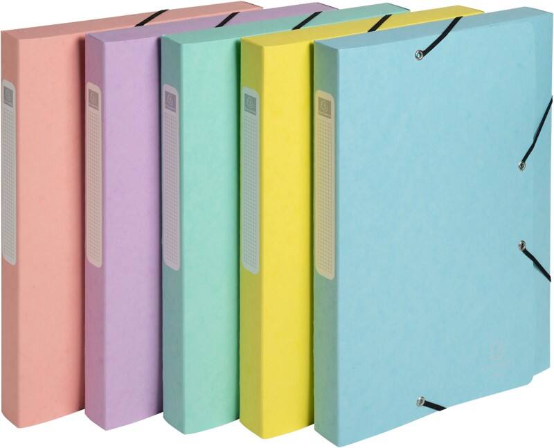Exacompta Aquarel Archivbox 18560E A4 Pressspankarton Gummiband 25 (B) x 2,5 (T) x 33 (H) cm Färbig sortiert 2,5 cm 10 Stück
