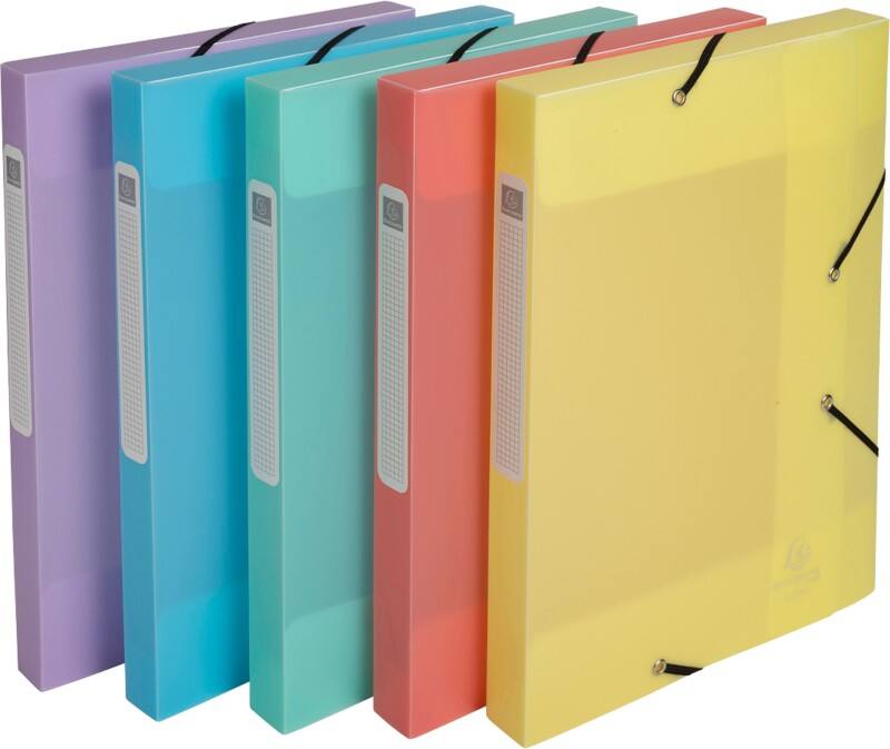 Exacompta Chromaline Pastel Archivbox 18570E A4 PP (Polypropylen) Gummiband 24 (B) x 0,3 (T) x 32 (H) cm Färbig sortiert 2,5 cm 10 Stück
