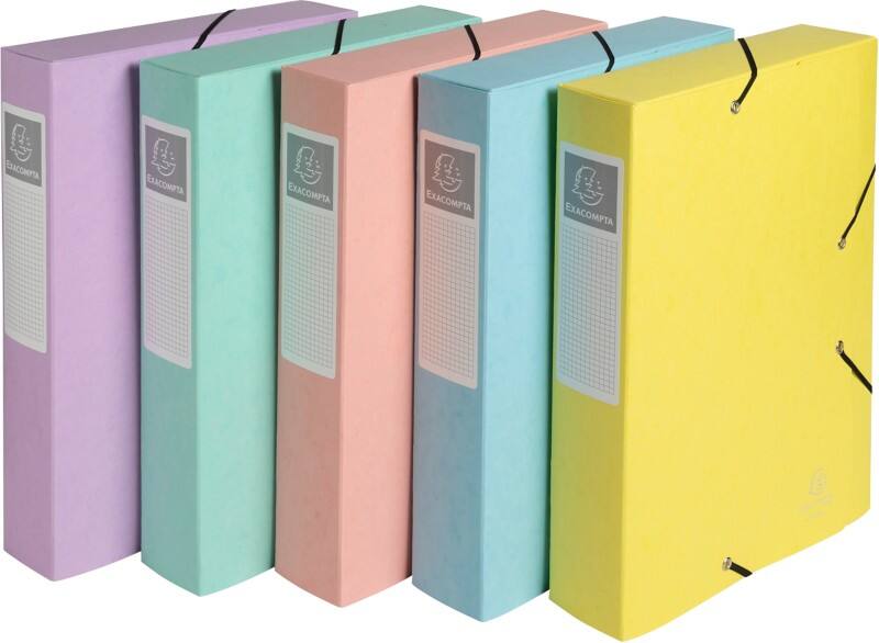 Exacompta Aquarel Archivbox 16460E A4 Pressspankarton Gummiband 24,5 (B) x 0,3 (T) x 32,5 (H) cm Färbig sortiert 6,0 cm 10 Stück