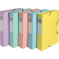 Exacompta Aquarel Archivbox 16460E A4 Pressspankarton Gummiband 24,5 (B) x 0,3 (T) x 32,5 (H) cm Färbig sortiert 6,0 cm 10 Stück