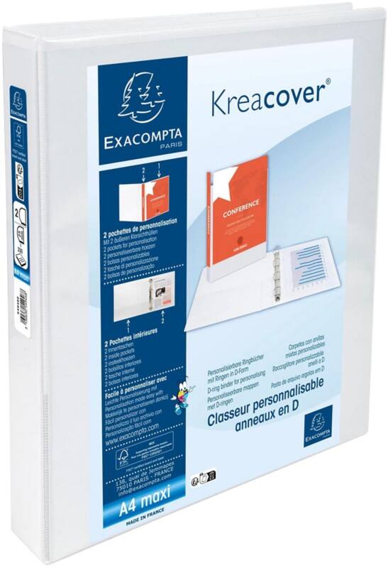 Exacompta KreaCover 25 mm Ringbuch PP (Polypropylen) A4+ 2-Ring Weiß 54946E 10 Stück