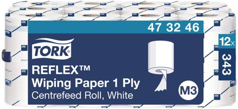 Tork Reflex Advanced  Wischtücher M3 Weiß 1-lagig 473246 12 Rollen à 343 Blatt