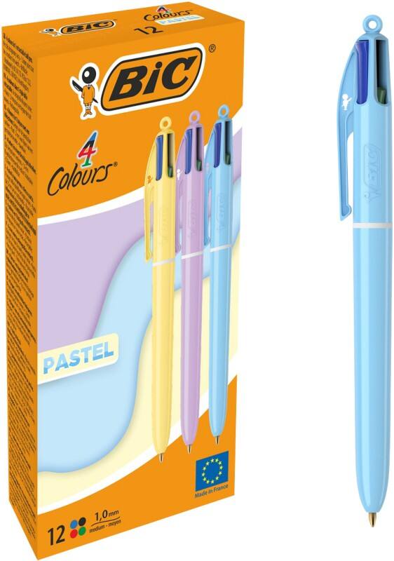 BIC 4 Colours 517320 Kugelschreiber Farbig sortiert 1 mm Mittel Kugelschreiber Nachfüllbar  12 Stück