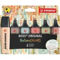 STABILO BOSS ORIGINAL Marker Schlammgrün, Erdgrün, Umbra, Siena, Beige, Warmgrau Breite Keilspitze 6 Stück