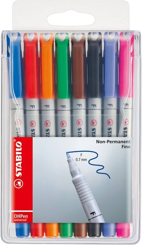 STABILO OHPen universal Folienstift Fein Filzspitze 0.7 mm Färbig sortiert 8 Stück