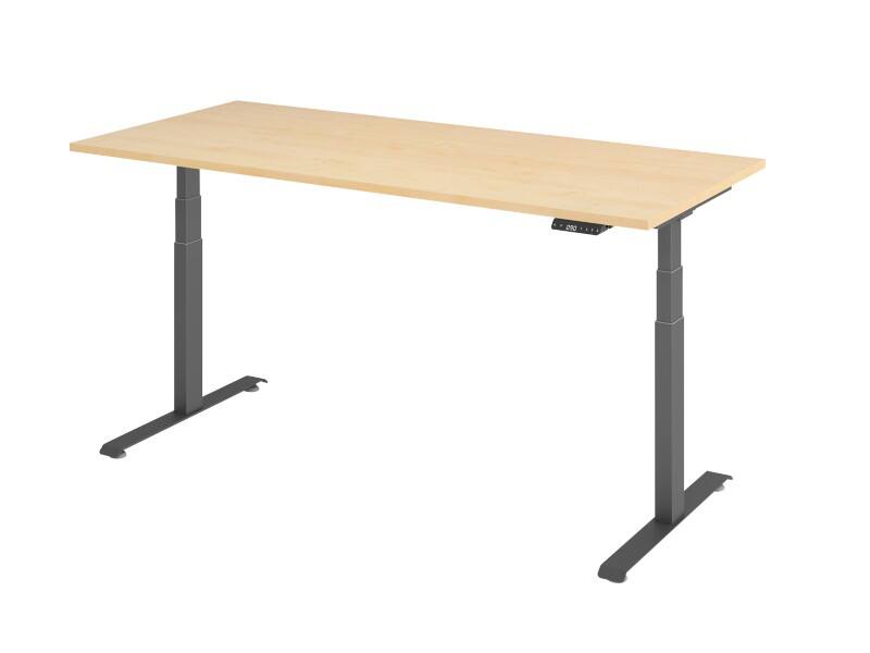 Hammerbacher Rechteckiger Steh-Sitz-Schreibtisch 1.800 x 800 mm Metall, Holz 1.800 x 800 mm Hellgrau