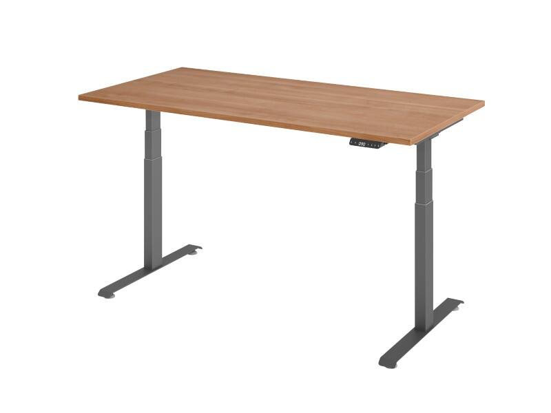 Hammerbacher Rechteckiger Steh-Sitz-Schreibtisch 1.600 x 800 mm Metall, Holz 1.600 x 800 mm Braun