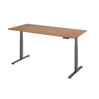 Hammerbacher Rechteckiger Steh-Sitz-Schreibtisch 1.800 x 800 mm Metall, Holz 1.800 x 800 mm Braun