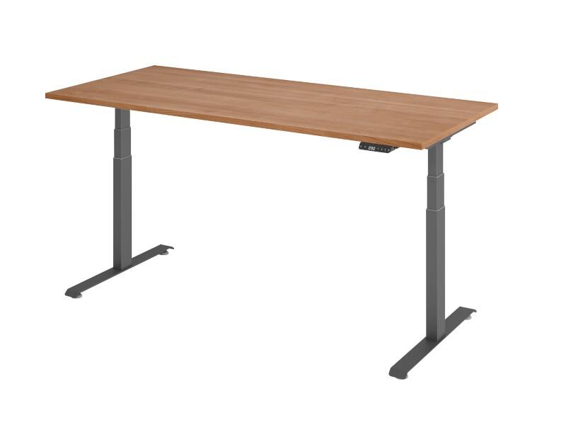 Hammerbacher Rechteckiger Steh-Sitz-Schreibtisch 1.800 x 800 mm Metall, Holz 1.800 x 800 mm Braun