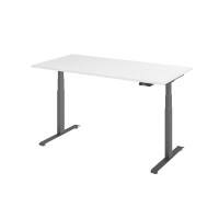 Hammerbacher Rechteckiger Steh-Sitz-Schreibtisch 1.600 x 800 mm Metall, Holz 1.600 x 800 mm Weiß