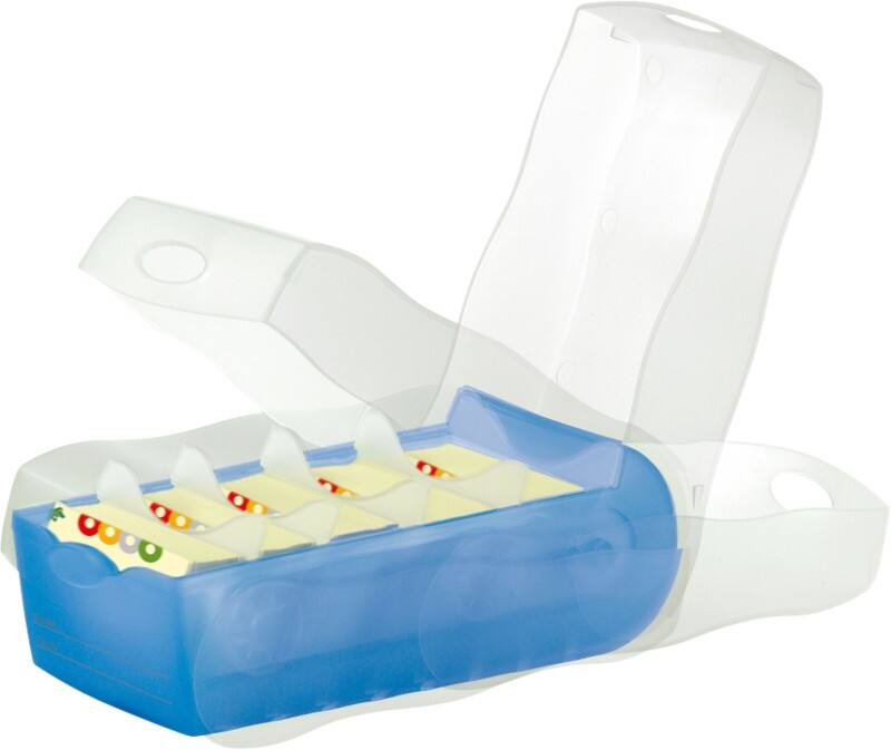 HAN Croco Karteikasten DIN A8 PP (Polypropylen) Blau Set 1 Box + 100 Karten