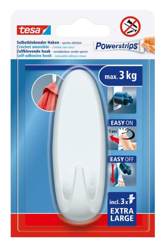 tesa tesa Powerstrips Klebehaken Weiß Synthetischer Kautschuk