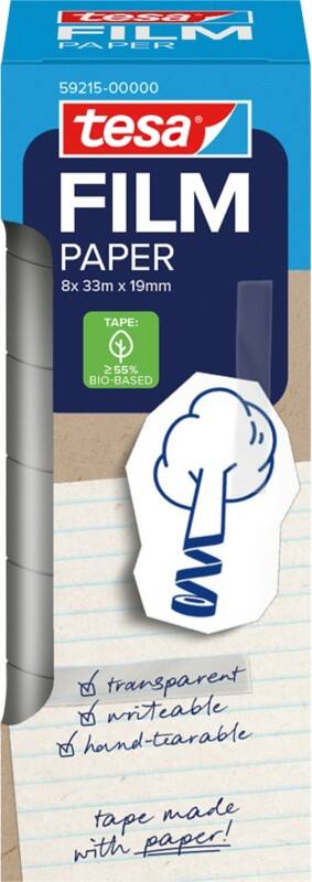 tesa Klebeband tesafilm 59215 Transparent 19 mm (B) x 33 m (L) Papier   8 Stück