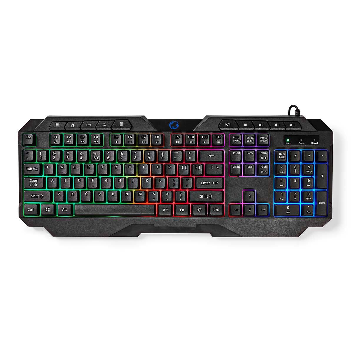 Nedis Gaming-Tastatur, kabelgebunden, QWERTY (US), international Schwarz GKBD110BKUS