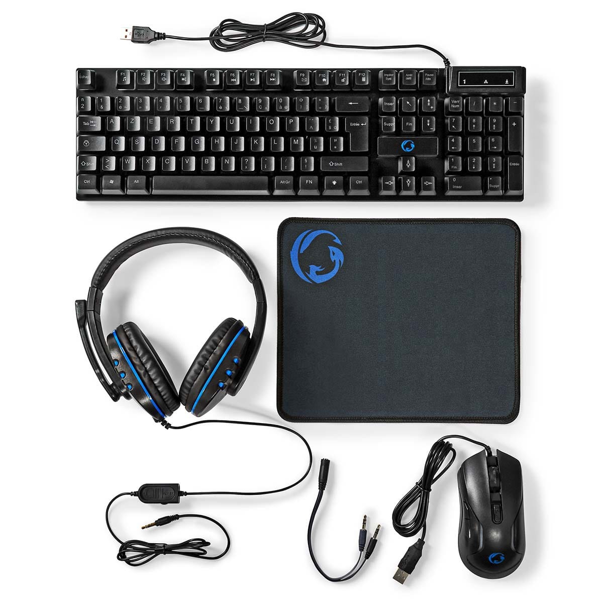Nedis Gaming-Tastatur, kabelgebunden, AZERTY (FR) Schwarz GCK51110BKFR