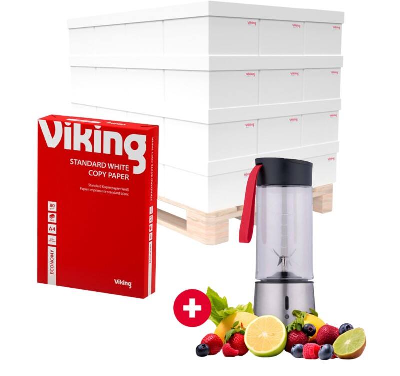Viking Economy A4 Druckerpapier Glatt Weiß 240 Pack à 500 Blatt + ALPINA Smoothie Mixer Schwarz, Silber