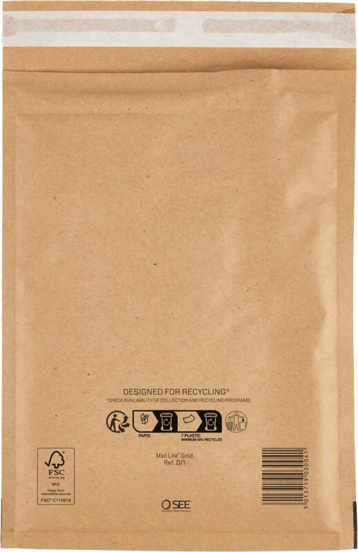Mail Lite Luftpolster-Versandtaschen D/1 Gold Ohne Fenster Abziehstreifen 200 Stück