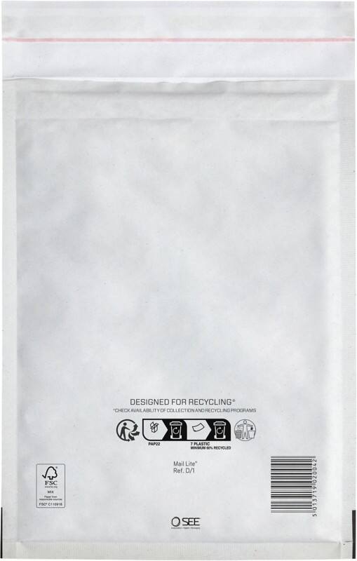 Mail Lite Luftpolster-Versandtaschen D/1 Weiß Ohne Fenster Abziehstreifen 200 Stück