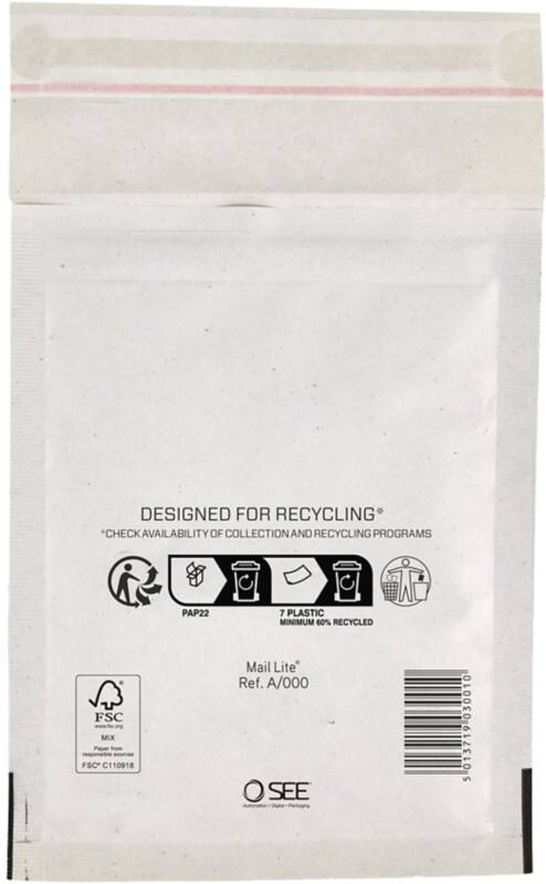 Mail Lite Luftpolster-Versandtaschen A/000 Weiß Ohne Fenster Abziehstreifen 200 Stück