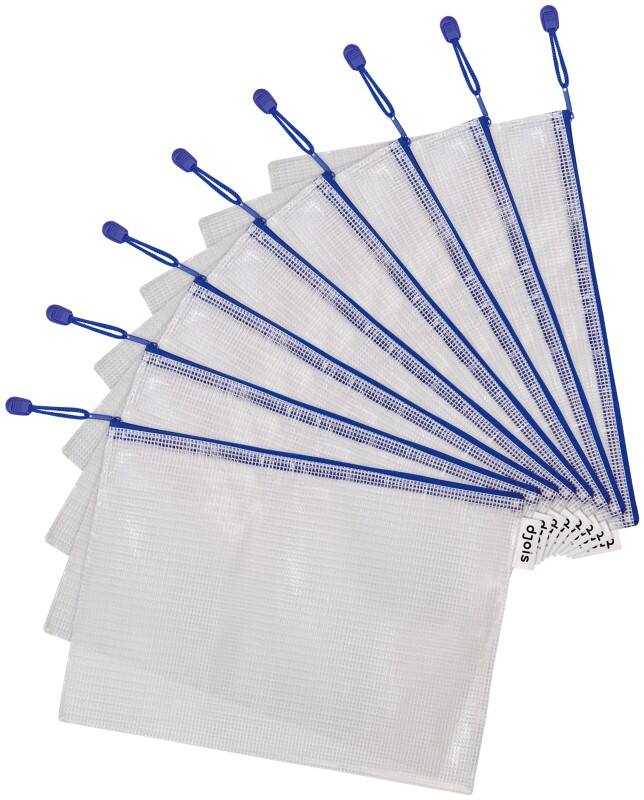 Djois Aufbewahrungstaschen DIN A4 Reißverschluss PVC (Polyvinylchlorid) Querformat 27 (B) x 34,5 (T) x 2,5 (H) cm Blau