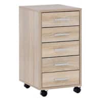 WOHNLING Standcontainer 5 Schubladen 330 x 380 x 630 mm Eiche