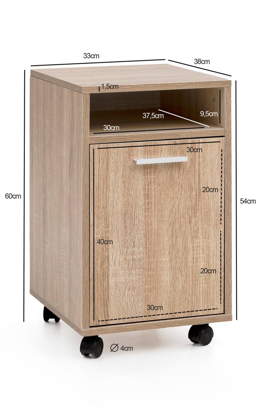 WOHNLING Standcontainer Keine Schubladen 330 x 380 x 600 mm Eiche
