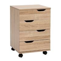 WOHNLING Standcontainer 4 Schubladen 400 x 400 x 600 mm Eiche