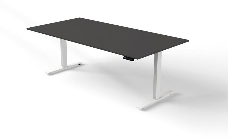 Kerkmann Move 3 Sitz-Stehschreibtisch Rechteckig Anthrazit T-Fuß 2.000 (B) x 1.000 (T) x 1.200 (H) mm Holz