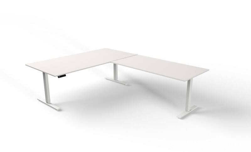 Kerkmann Move 3 Sitz-Stehschreibtisch Freiform Weiß T-Fuß 2.000 (B) x 1.000 (T) x 720 (H) mm Holz