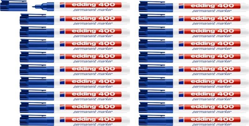 edding 400 Permanentmarker Fein Rundspitze 1 mm Blau Nachfüllbar Wasserbeständig 16 + 4 gratisgratis