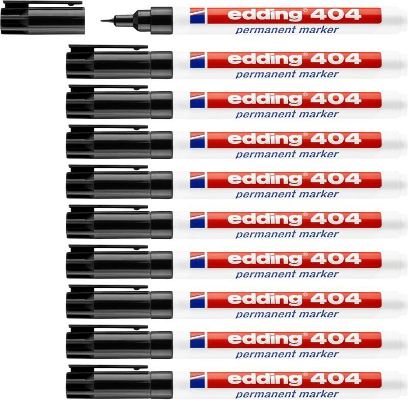 edding 404 Permanentmarker Extra feine Rundspitze 0,75 mm Schwarz Wasserbeständig 8 + 2 gratis